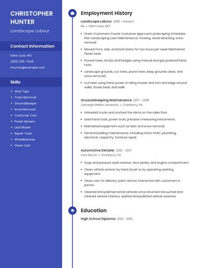 Landscape Labour Resume