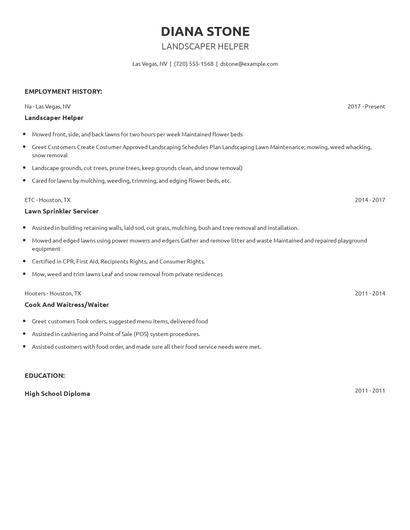 Landscaper Helper Resume