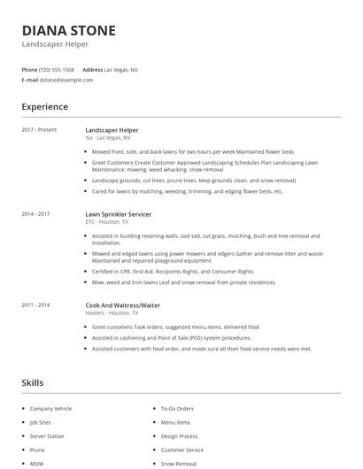 Landscaper Helper Resume