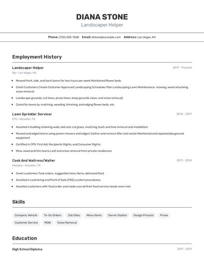 Landscaper Helper Resume