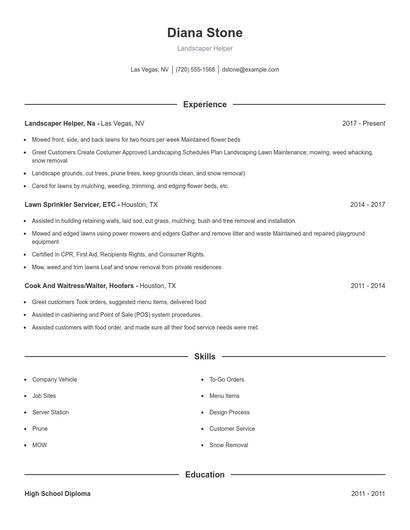 Landscaper Helper Resume