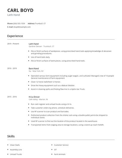 Lath Hand Resume