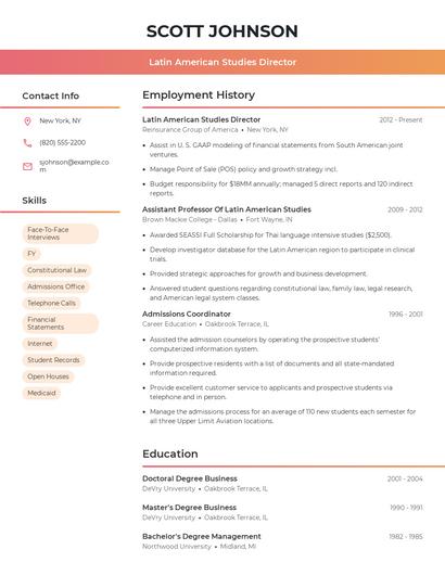 Latin American Studies Director Resume