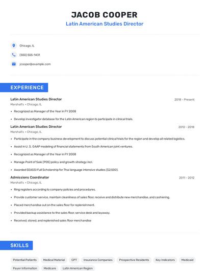 Latin American Studies Director Resume