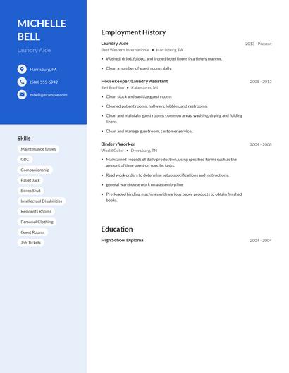 Laundry Aide Resume