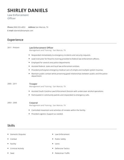 Law Enforcement Officer Resume