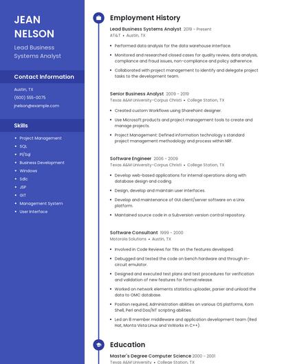 Lead Business Systems Analyst Resume