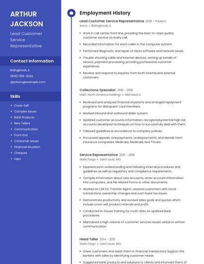 Lead Customer Service Representative Resume