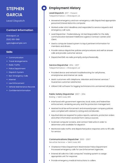 Lead Dispatch Resume