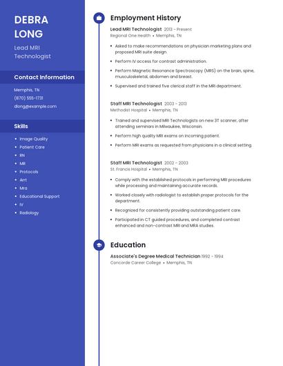 Lead MRI Technologist Resume