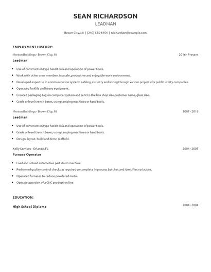 Leadman Resume