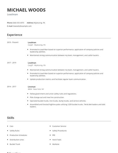 Leadman Resume