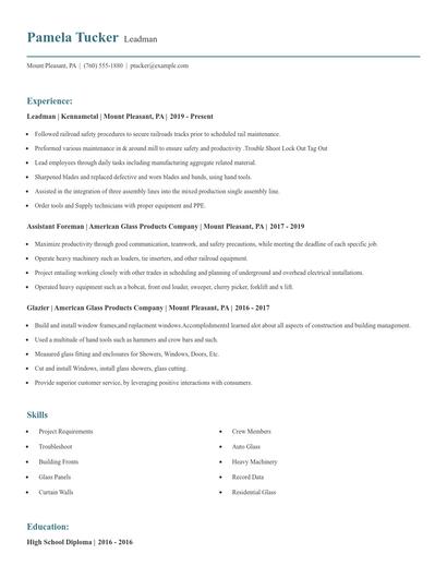 Leadman Resume