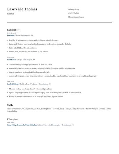 Leadman Resume