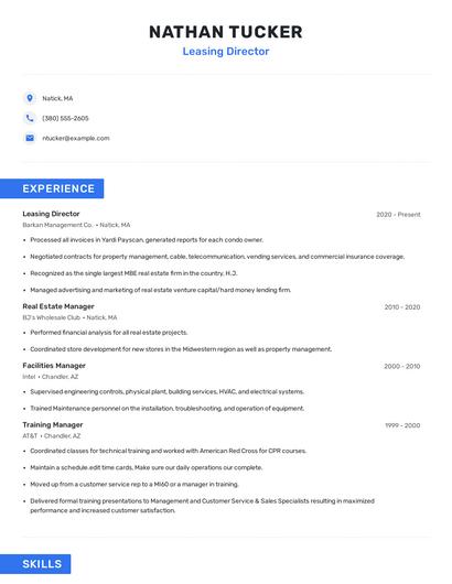 Leasing Director Resume