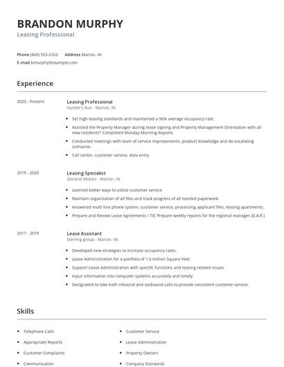Leasing Professional Resume
