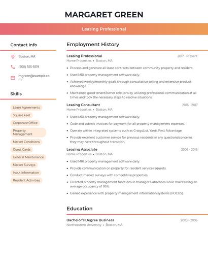Leasing Professional Resume