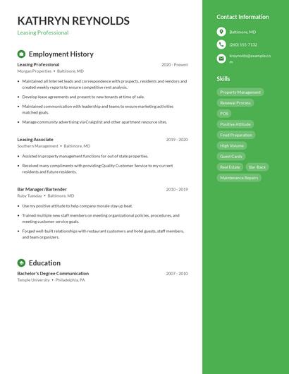 Leasing Professional Resume