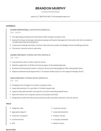 Leasing Professional Resume