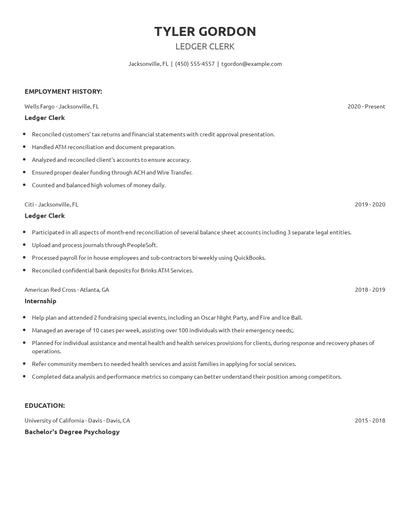 Ledger Clerk Resume