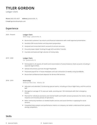 Ledger Clerk Resume
