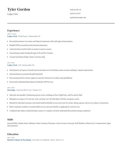 Ledger Clerk Resume