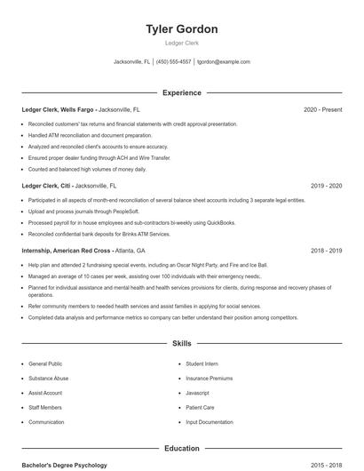 Ledger Clerk Resume