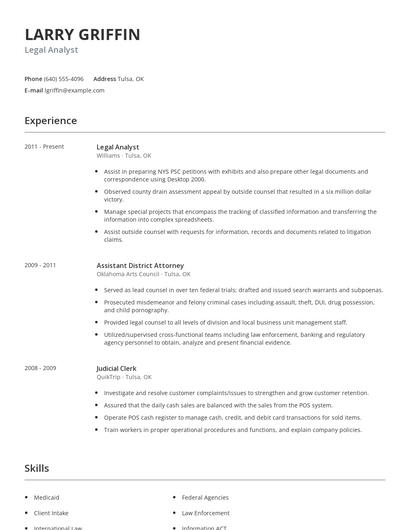 Legal Analyst Resume