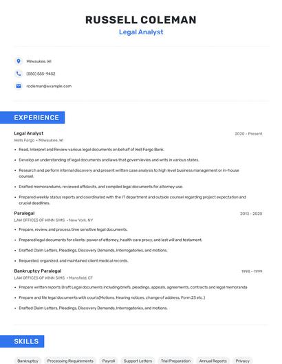Legal Analyst Resume