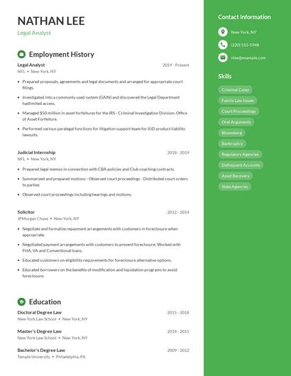Legal Analyst Resume