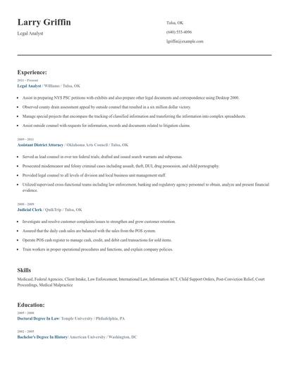 Legal Analyst Resume