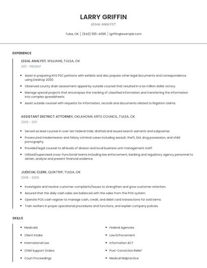 Legal Analyst Resume