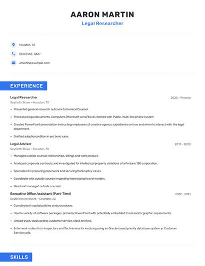 Legal Researcher Resume