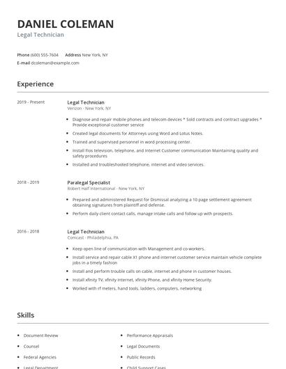 Legal Technician Resume