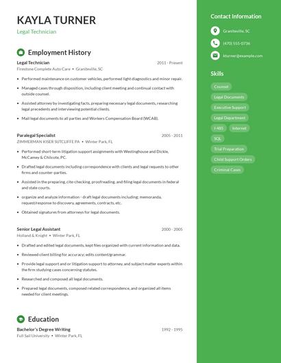 Legal Technician Resume
