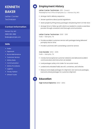 Letter Carrier Technician Resume