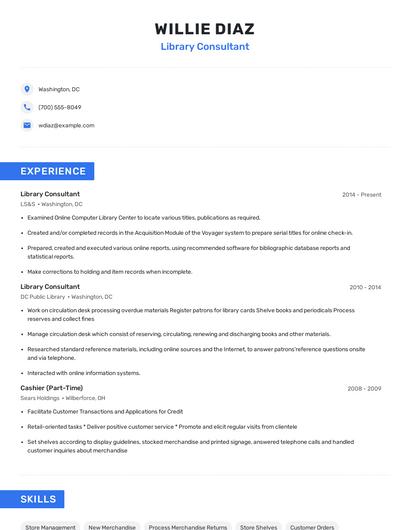 Library Consultant Resume
