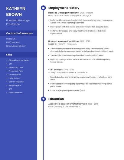 Licensed Massage Practitioner Resume