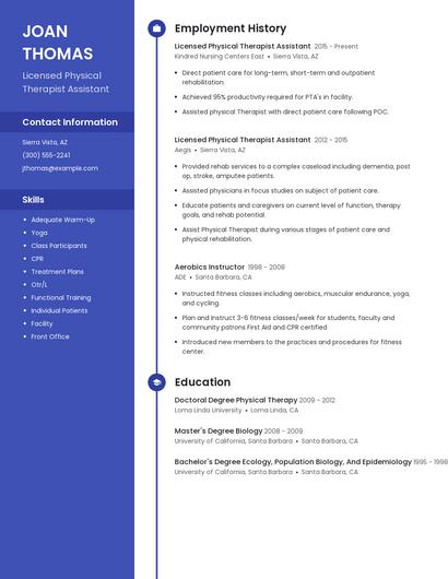 Licensed Physical Therapist Assistant Resume