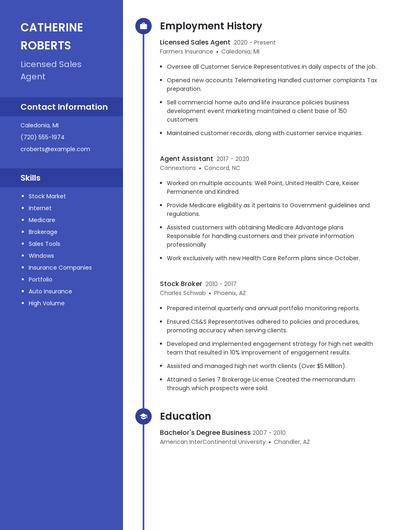 Licensed Sales Agent Resume