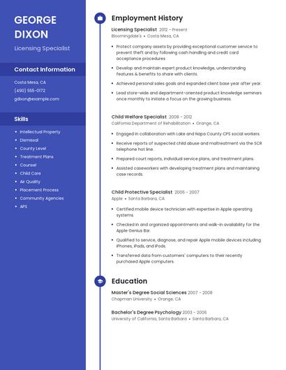Licensing Specialist Resume