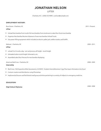 Lifter Resume