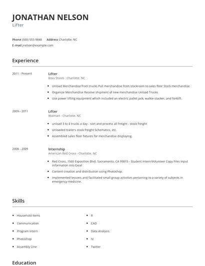Lifter Resume