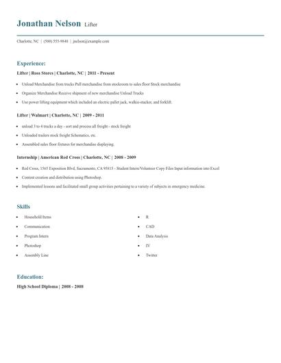 Lifter Resume