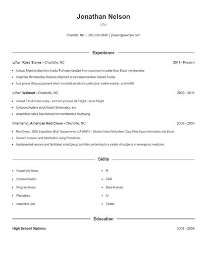 Lifter Resume