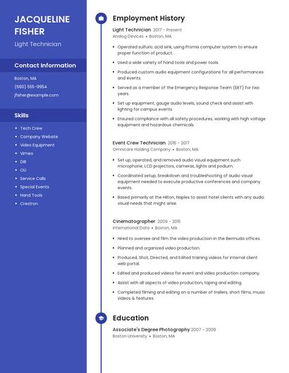 Light Technician Resume