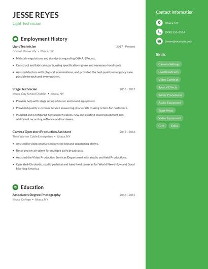Light Technician Resume