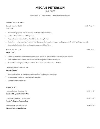 Line Chef Resume