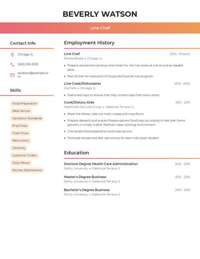 Line Chef Resume