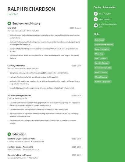 Line Chef Resume